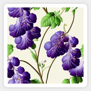 Big and Bold Purple and Light Ivory Cream Floral Design Sticker